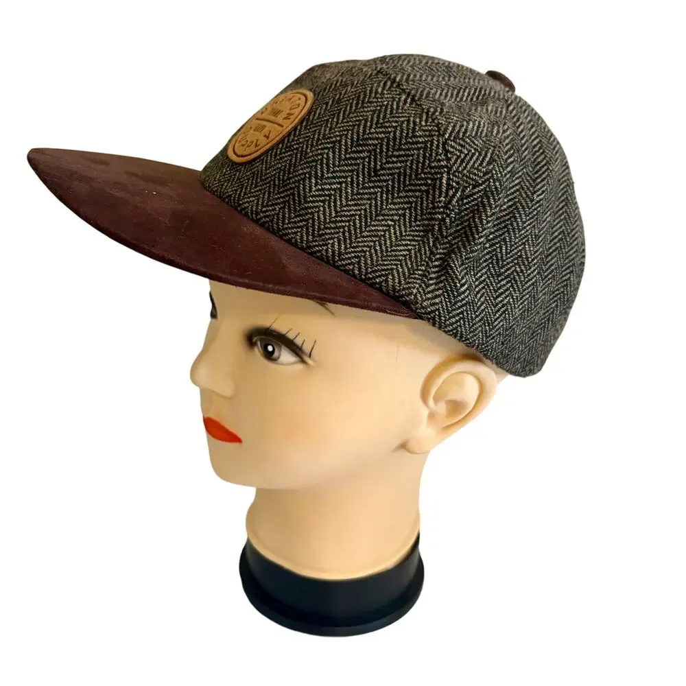 Brixton Wool Blend Herringbone Tweed Faux Suede Baseball Hat Indie Streetwear